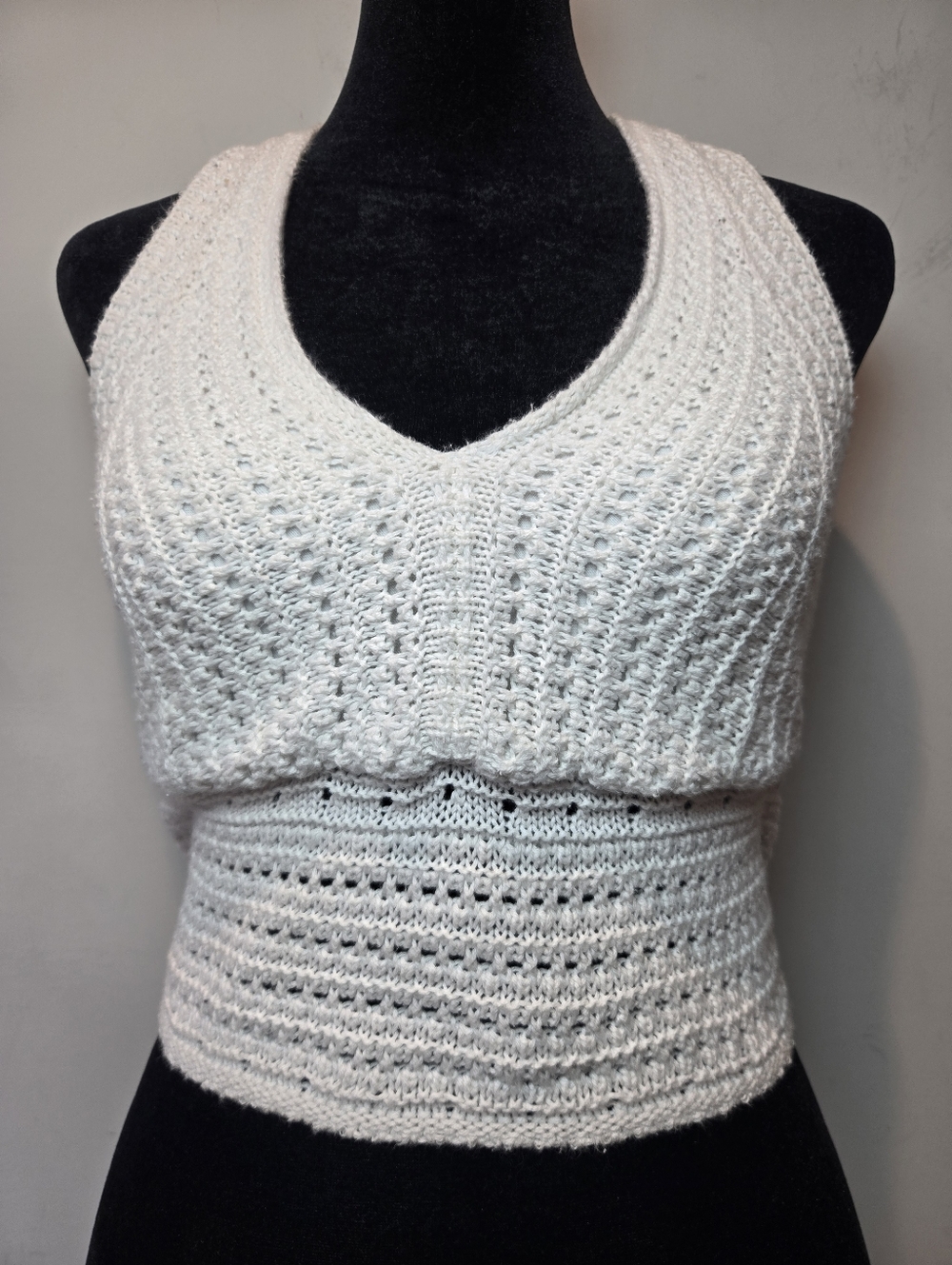 Hollister Crochet Crop Top Women's Small Cotton Boho Crop Halter Open Back